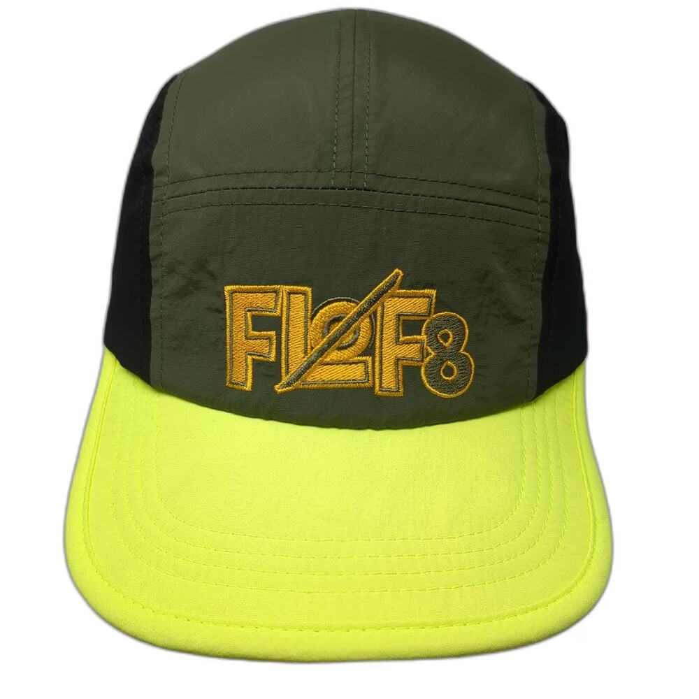 Float 5 Panel Hat Green Black Yellow OS Strapback Flat Brim Nylon FI2F8 Outdoor